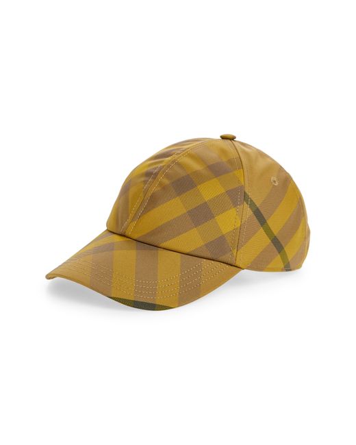 Burberry Yellow Washed Check Twill Adjustable Baseball Cap for men