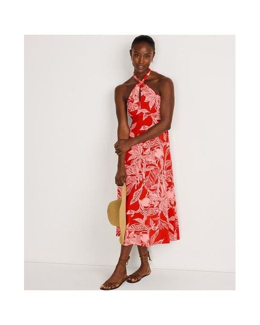 lands end halter dress Lands' End Women's Cotton Voile Halter Tiered Maxi Dress