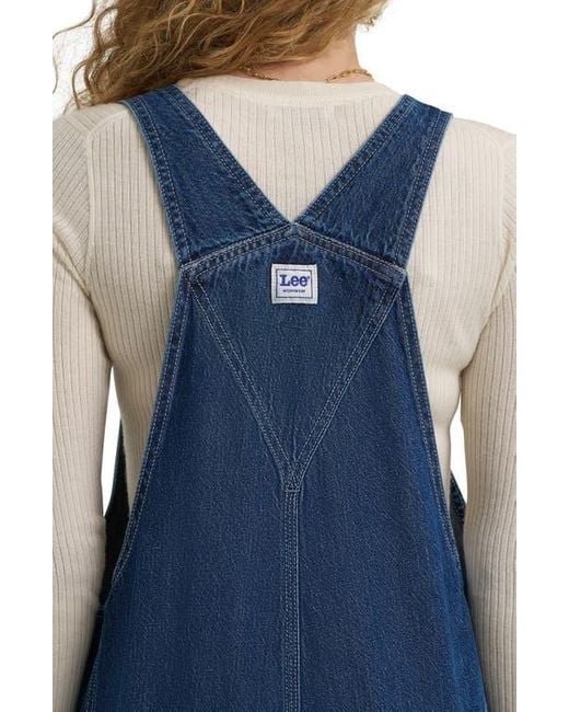 Lee Jeans Blue Distressed Relaxed Denim Overalls