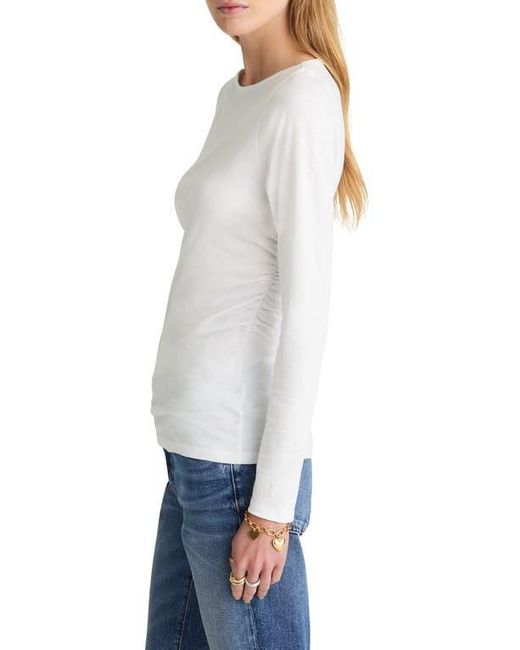 Madewell White Ruched Long Sleeve Top