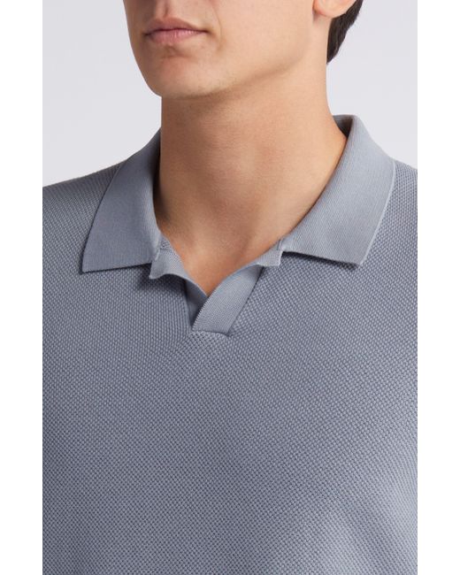 7 For All Mankind Gray Textured Johnny Collar Polo for men