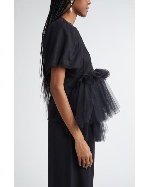 Simone Rocha Black Puff Sleeve Tutu Top