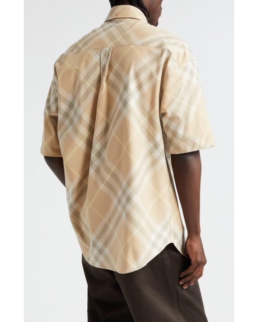 Burberry Natural Equestrian Knight Detail Check Oversize Cotton Button-down Shirt for men
