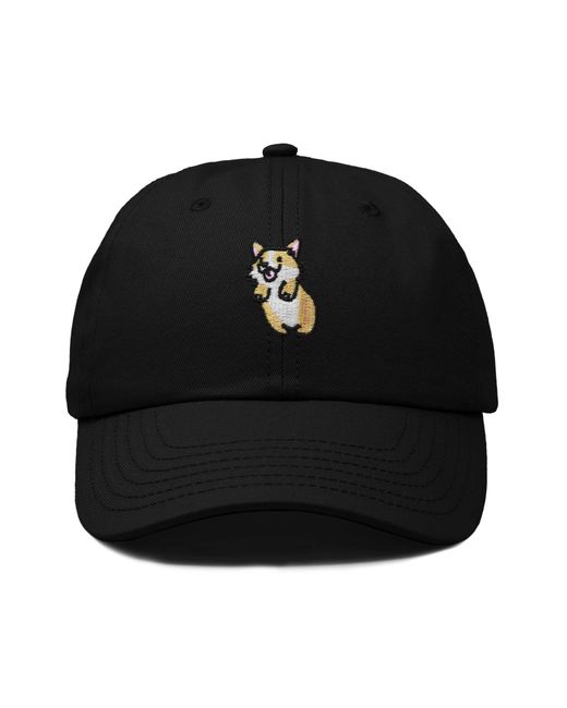 Alix Black Leaping Corgi Embroidered Cap