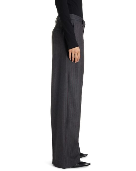 Balenciaga Black Gender Inclusive Relaxed Fit Pinstripe Virgin Wool Pants