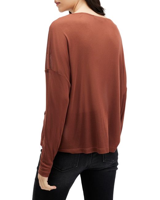 AllSaints Black Rita Oversize Long Sleeve T-shirt