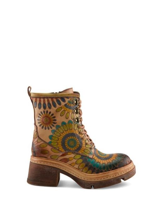 Spring Step Brown Carnivale Embossed Bootie