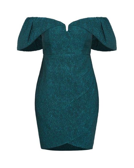 City Chic Green Jez Off The Shoulder Minidress