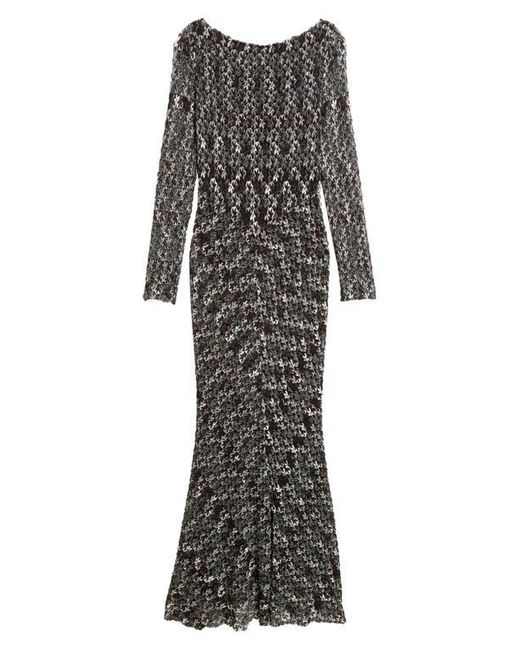 Missoni Gray Knit Metallic Lace Maxi Dress