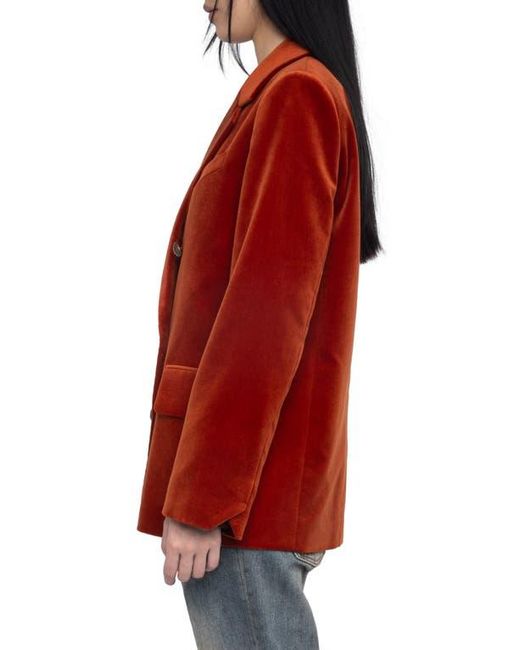 Zadig & Voltaire Red Vaska Double Breasted Velvet Blazer