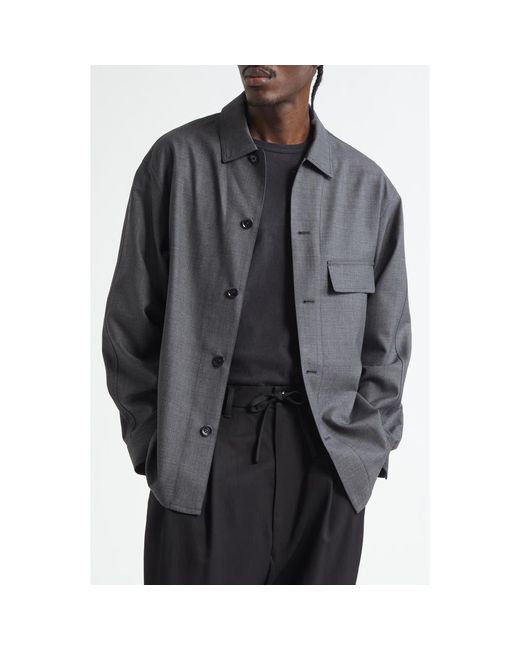 Lemaire Light Tailored Wool Overshirt in Gray for Men | Lyst