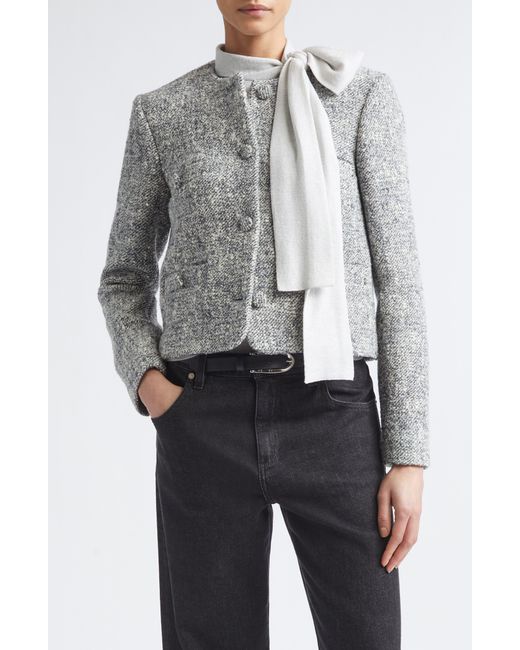Eleventy Gray Collarless Wool Blend Jacket