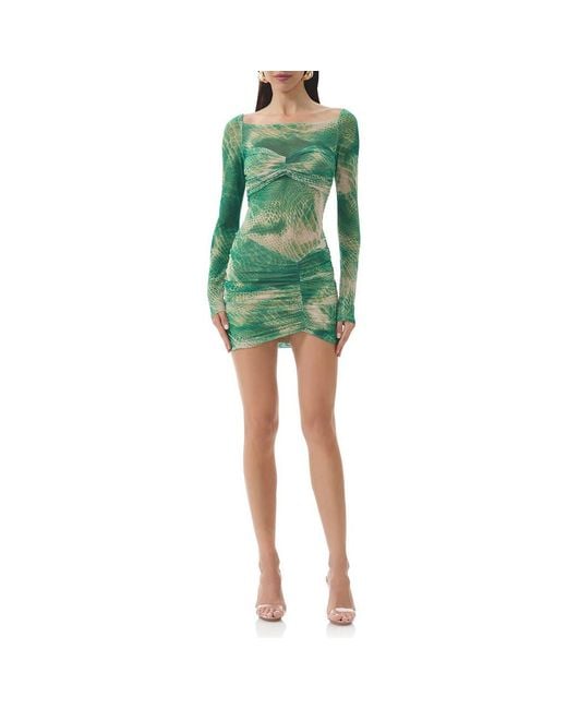 snakeskin dress green AFRM Ramsey Print Long Sleeve Minidress in Arnold Scaasi