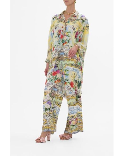 Camilla Multicolor Button Up Top With Draped Back