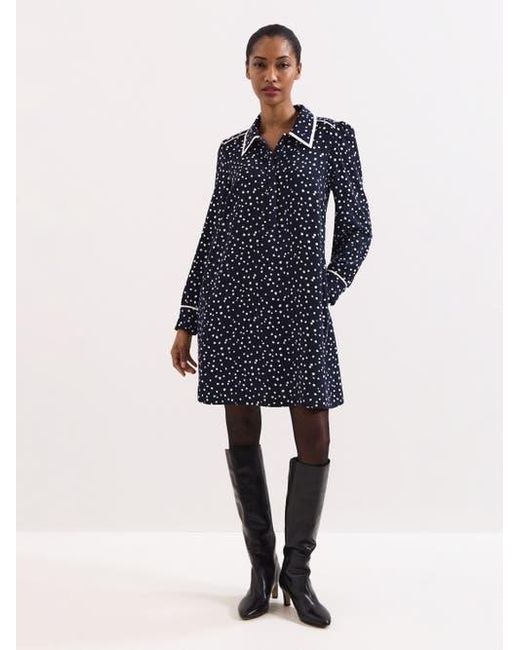 Phase Eight Blue Collared Mini Tunic Dress