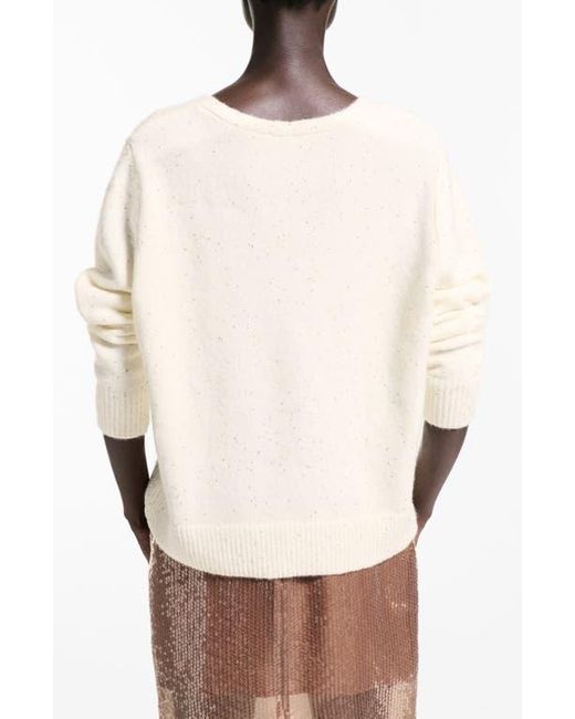 Mango Natural Sequin V-Neck Sweater