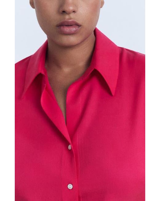Mango Pink Cap Sleeve Button-Up Shirt