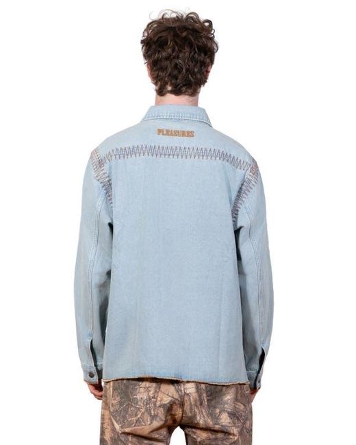 Pleasures Blue Fortress Denim Button-Up Shirt for men