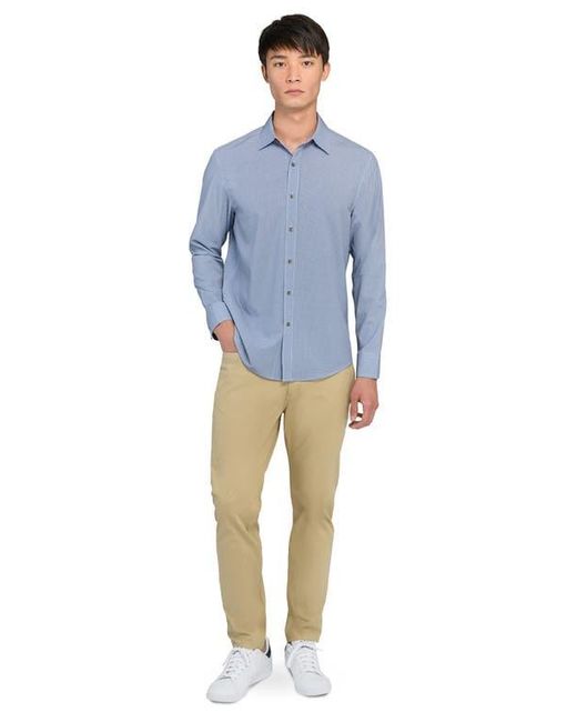 W.r.k. Blue Slim Fit Round Geo Print Performance Button-Up Shirt for men