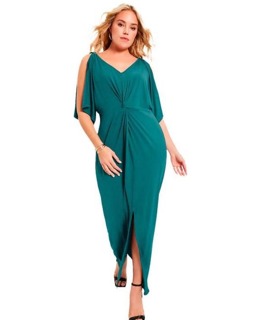 June + Vie Women's Green Twist-Front Dress