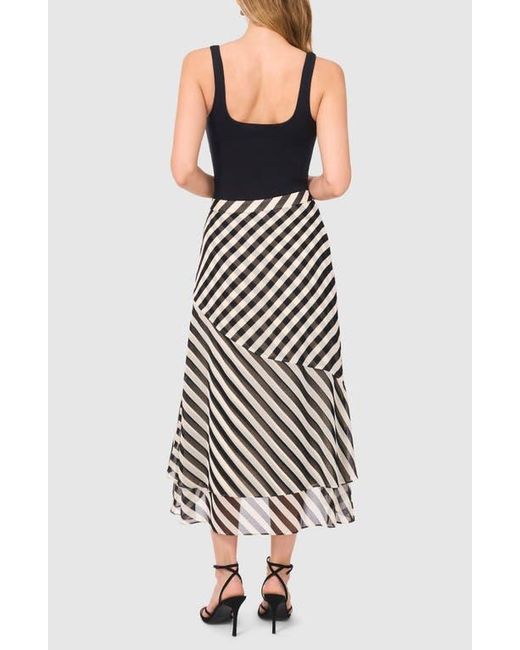 Halogen® Black Stripe Layered Midi Skirt