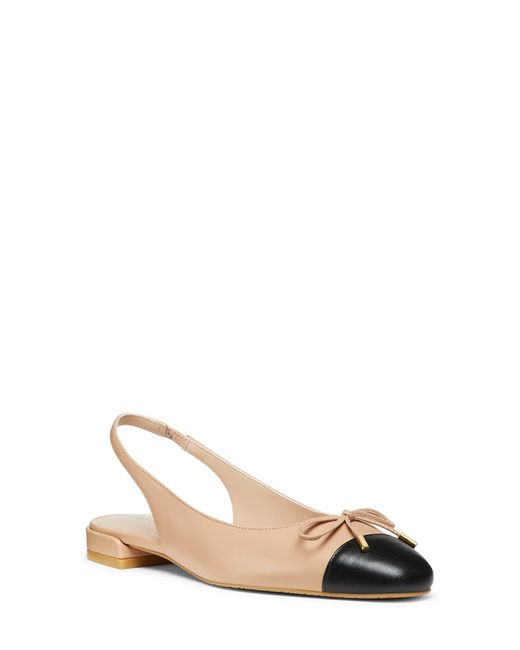 Stuart Weitzman Natural Sleek Bow Slingback Flat