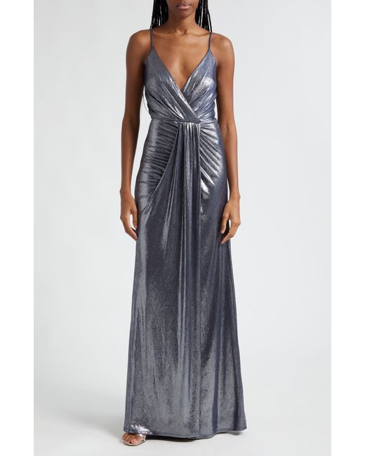Ramy Brook Multicolor Kade Metallic Ruched Gown