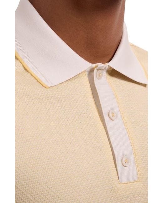 Bugatchi Natural Three Button Cotton Polo for men