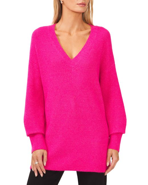 Halogen® Pink Halogen(r) V-neck Tunic Sweater