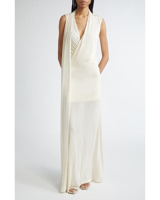 one shoulder long sleeve dress white Ivory Monarch - Elegant One-Shoulder Evening Gown