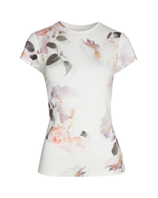 Ted Baker White Chesnot Bouquet Print Fitted T-Shirt