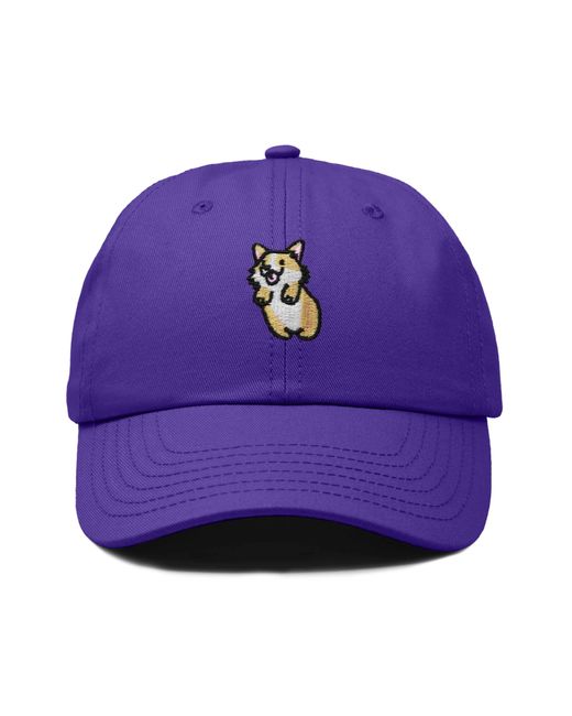 Alix Blue Leaping Corgi Embroidered Cap