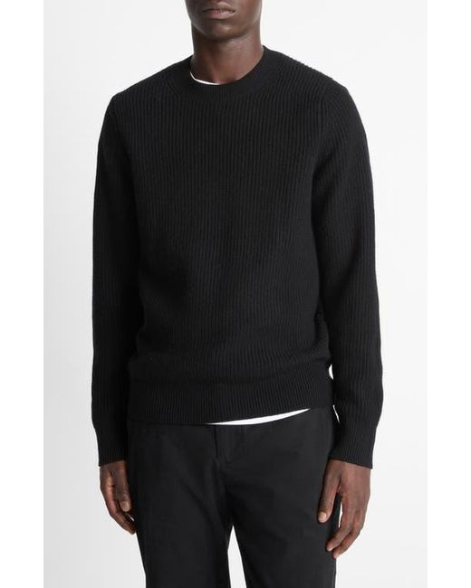 Vince Black Shaker Stitch Wool & Cashmere Crewneck Sweater for men