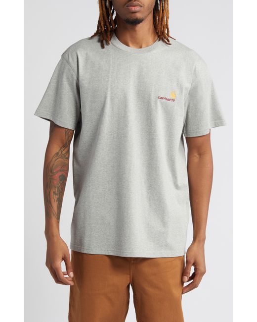 Carhartt Gray Embroidered Organic Cotton Logo T-shirt for men