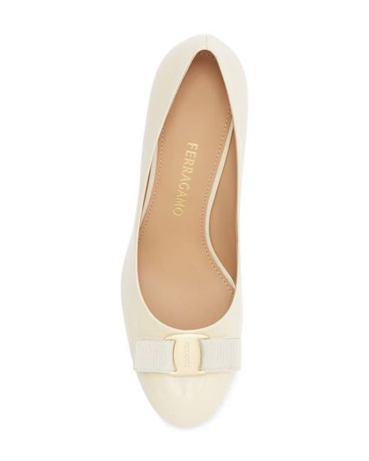 Ferragamo White Carla Bow Pump