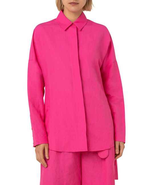 Akris Punto Pink Long Sleeve Button-up Blouse