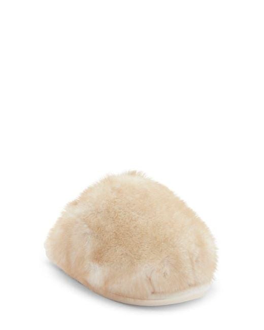 Steve Madden Natural Poof Faux Fur Slipper