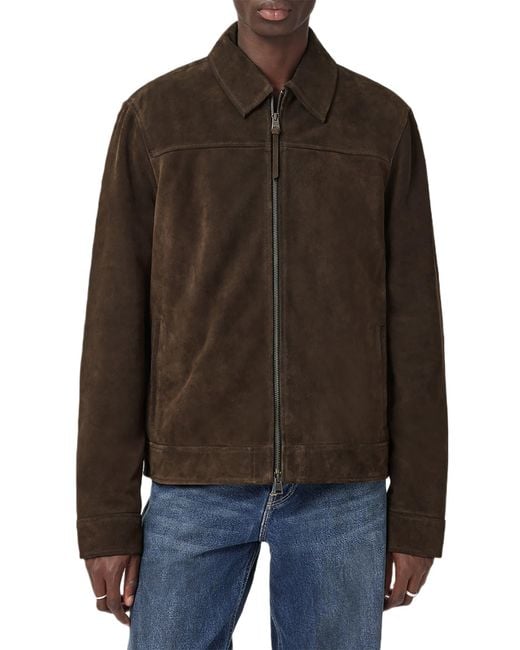 AllSaints Brown Rhone Suede Jacket for men