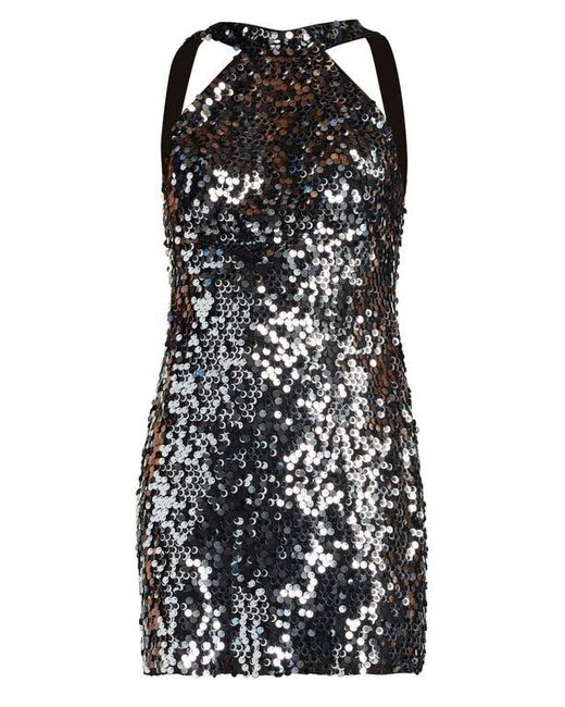 SHO by Tadashi Shoji Black Sequin Sleeveless Minidress