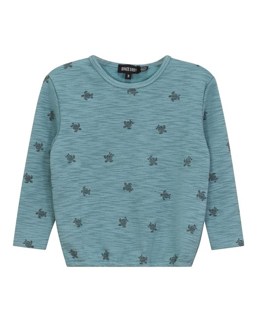 Space Grey Blue Turtle Print Pullover Sweatshirt for men