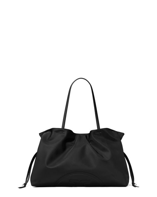 Tory Burch Black Ella Nylon Drawstring Tote