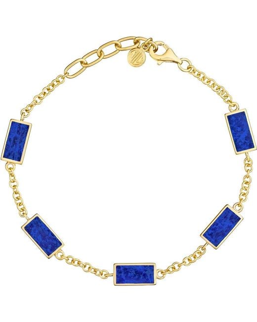Jan Leslie Blue Five Station Dash Rectangle Bracelet