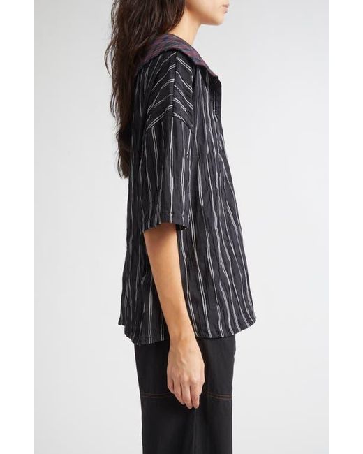 KÚR Black High Neck Drop Shoulder Shirt