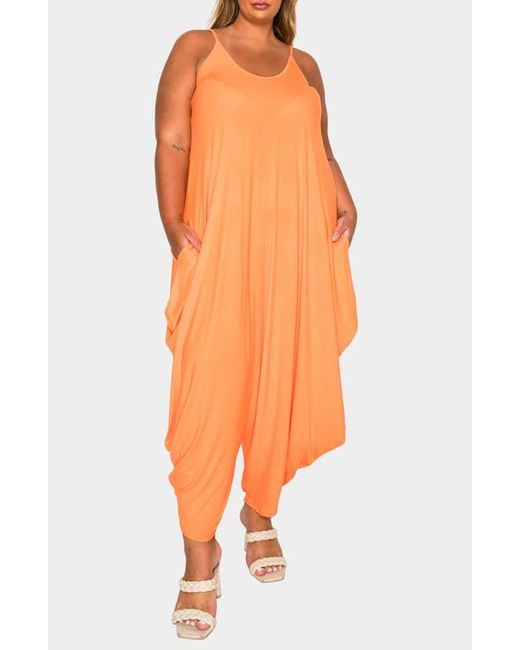 L I V D Orange Quinn Pocket Balloon Leg Jumpsuit
