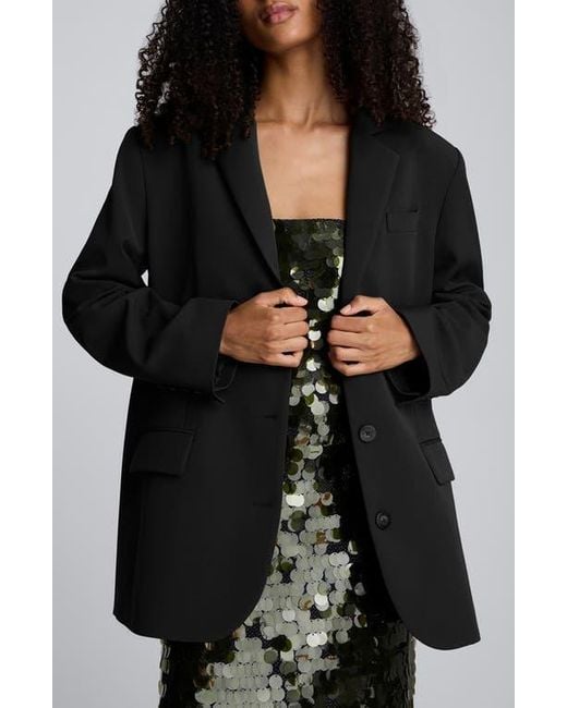 Kenneth Cole Black Three-Button Boyfriend Blazer