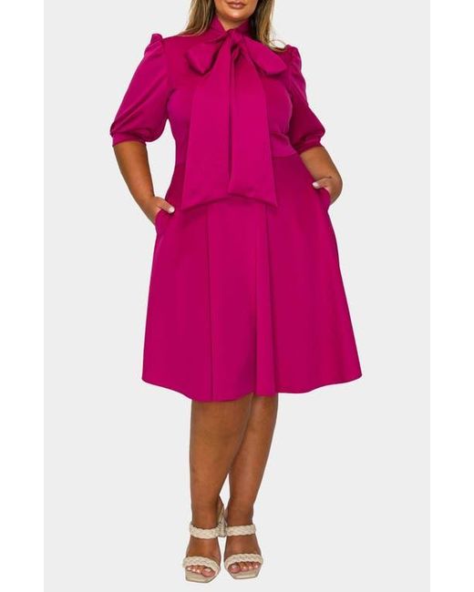 L I V D Pink Carina Donna Fit & Flare Midi Dress