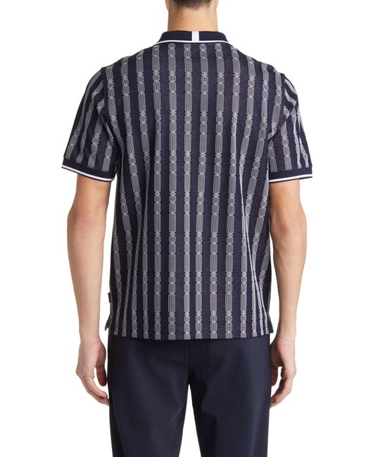 Ted Baker Blue Icken Regular Fit Cable Stripe Jacquard Zip Polo for men