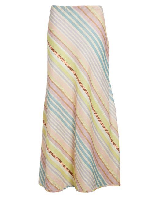 Zimmermann Multicolor Halliday Bias Stripe Linen Maxi Skirt