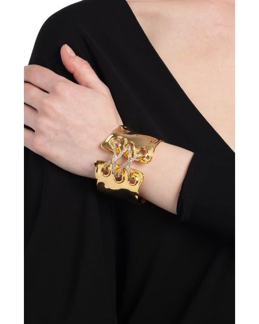 Alexis Metallic Solanales Crystal Lace-Up Cuff Bracelet