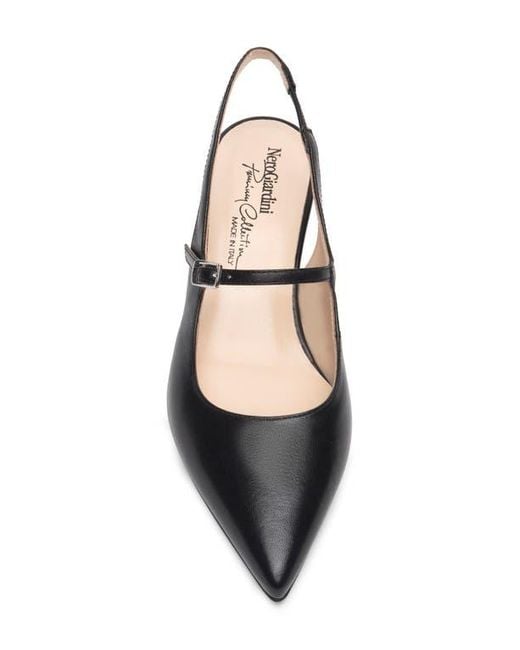 Nero Giardini White Pointed Toe Slingback Pump